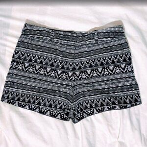 Loft by Ann Taylor 4" Short Navy Blue & White Geometric Mid Rise Shorts Sz 4